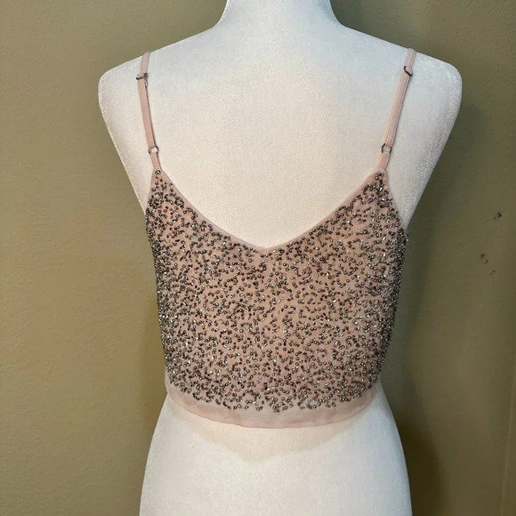 FOREVER 21 Blush Pink Sequin Crop Top Tank Top - size XS - Picture 5 of 7